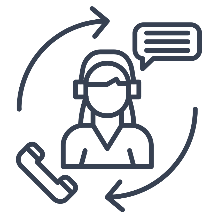Icon of a person with a headset and phone, symbolizing customer service.